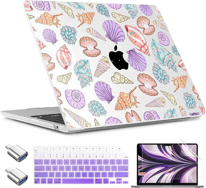 TWOLSKOO Compatible with M4 MacBook Air 15 inch Case 2025-2023 Released Model M4 A3241 M3 A3114 M2 A2941, Plastic Hard Shell & Screen Protector & Keyboard Cover & Type C Adapter, Colorful Shells
