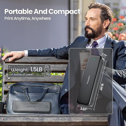 Phomemo Portable Printers Wireless for Travel Upgraded, M834 Bluetooth Thermal Printer 8.5" x 11"& A4 Size,Inkless Mobile Printer with Carry Case for Travel,Office,School,Car,Home,Black