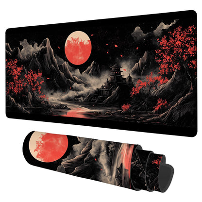 NITAHHHY Chinese Style Painting Gaming Mouse Pad 3mm Thick Stitched Edge Waterproof Non-Slip Large Computer Keyboard Mouse Mat,Suitable for Office Entertainment Decorative Desk Pad 35.4 x 15.7 Inches