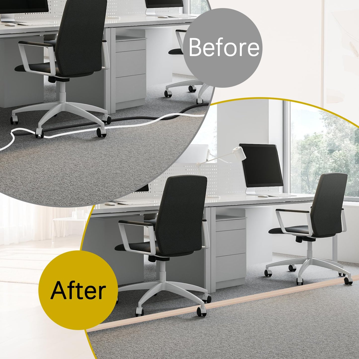 JAHOMFAI Floor Cord Cover 10FT Cord Covers for Wires on Floor Protect Wires & Prevent Trip Hazards, Easy to Cut for Home, Office, School, Concerts, Cavity W0.6in x H0.32in
