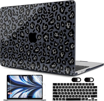 MEEgoodo Case for M4/M3/M2 MacBook Air 13.6 inch Case 2025 2024 2022, Fit Model A3240/A3113/A2681, Laptop Hard Shell with Keyboard Cover Compatible with MacBook Air 13 inch, Snow Leopard Texture