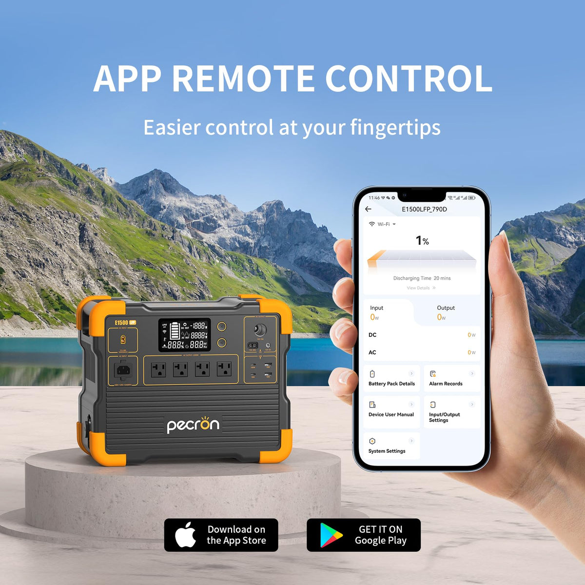 PECRON Portable Power Station, E1500LFP Solar Generator 1536Wh, 2200W AC Output LiFePO4 Battery Backup, Fast Charging Power Station for Home use, RV, and Outdoor Camping
