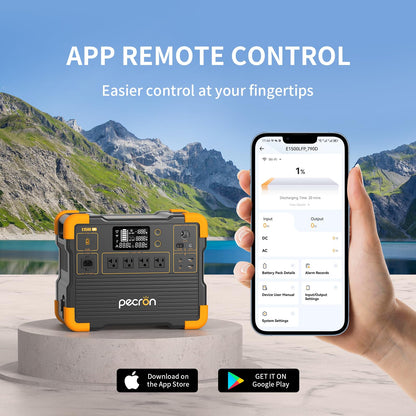 PECRON Portable Power Station, E1500LFP Solar Generator 1536Wh, 2200W AC Output LiFePO4 Battery Backup, Fast Charging Power Station for Home use, RV, and Outdoor Camping