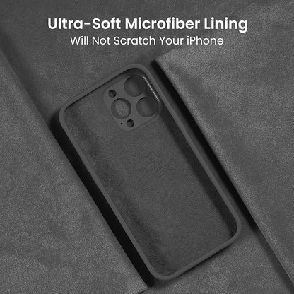 FireNova Designed for iPhone 15 Pro Case, Silicone Upgraded [Camera Protection] Phone Case with [2 Screen Protectors], Soft Anti-Scratch Microfiber Lining Inside, 6.1 inch, Space Gray