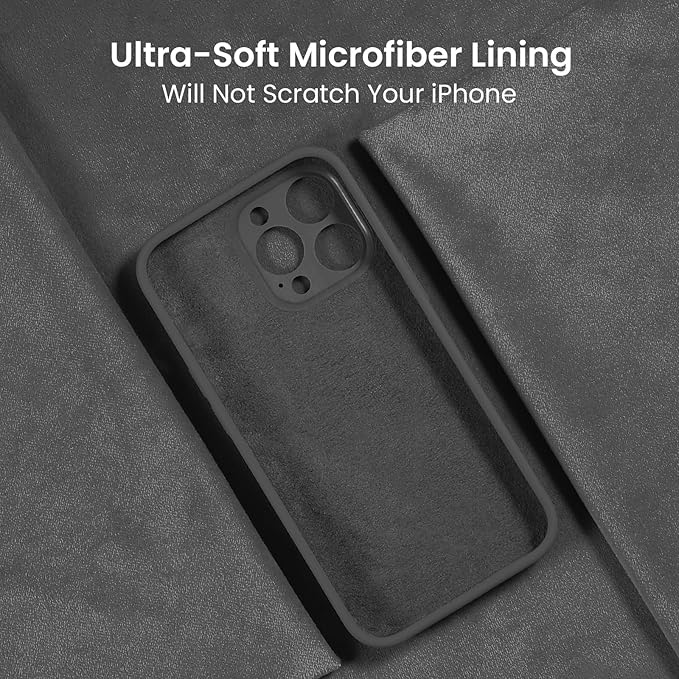 FireNova Designed for iPhone 15 Pro Max Case, Silicone Upgraded [Camera Protection] Phone Case with [2 Screen Protectors], Soft Anti-Scratch Microfiber Lining Inside, 6.7 inch, Space Gray