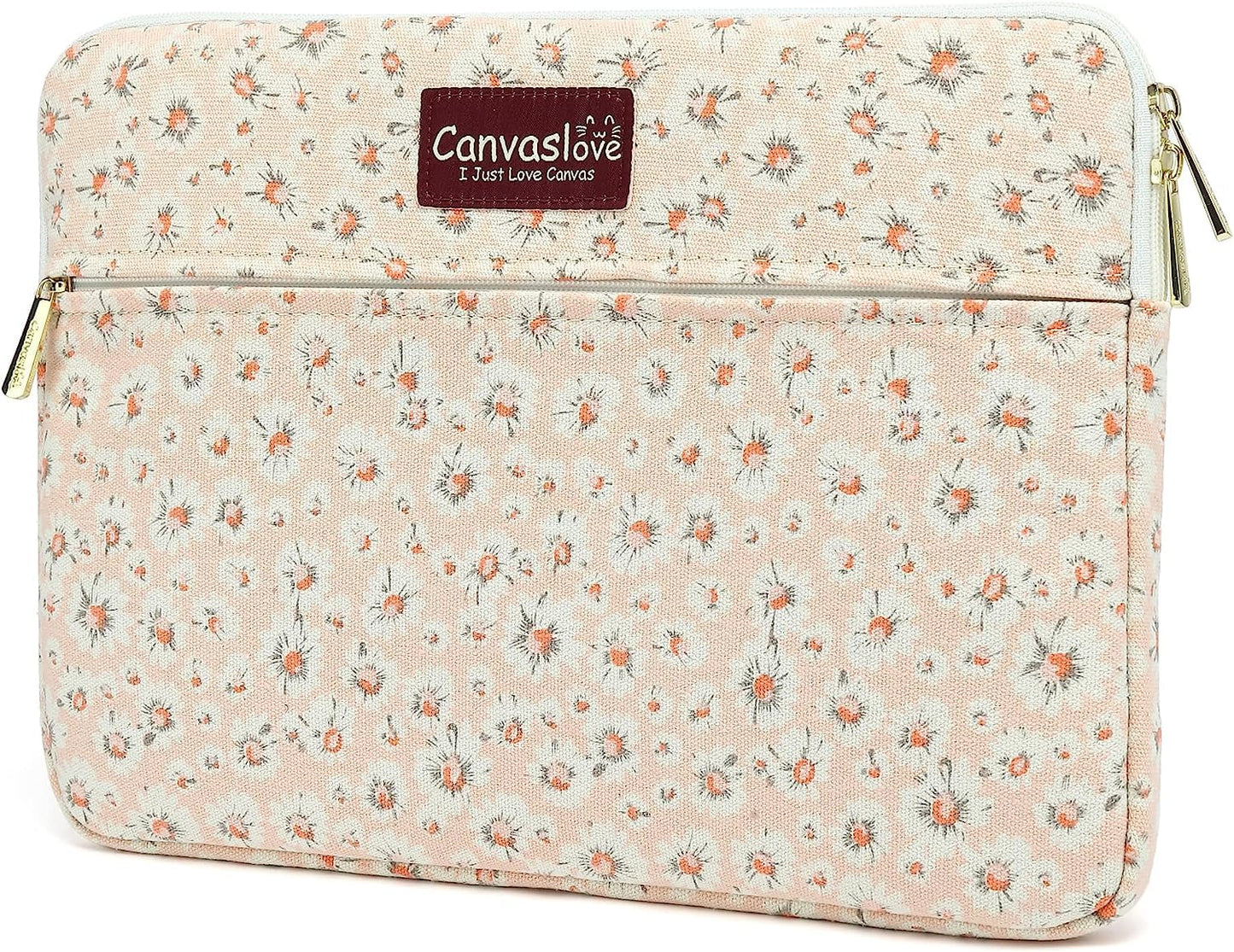 Canvaslove Pink Chrysanthemum Laptop Sleeve Case Bag with Pocket for MacBook Pro 14 inch and 14 inch-14.4 inch HP, Lenovo, Dell, ASUS, Acer Notebook Computer