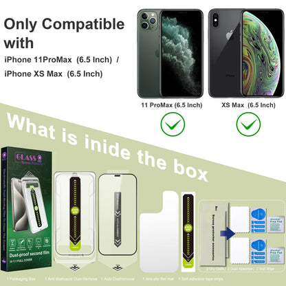SY SHANGYAN 2 Pack Ultra HD Clear Screen Protector for iPhone 11 Pro Max/XS Max (6.5-Inch),9H Tempered Glass,Full Coverage,Anti-Fingerprint,Auto Dust Removal,Bubble-Free,Easy Installation