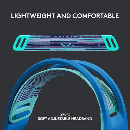 Logitech G733 Lightspeed Wireless Gaming Headset, Suspension Headband, Lightsync RGB, Blue VO!CE Mic, PRO-G Audio – Blue, Gaming Headset Wireless, PC, PS5, PS4, Switch Compatible