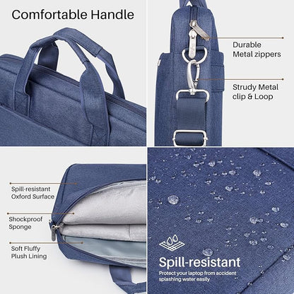 BAFFINA Laptop Shoulder Bag 17 17.3 Inch Business Gifts for Men Women Travel College,Laptop Briefcase for 17“-18“ Notebook Hp Dell Asus,Waterproof Computer Carrying Case Messenger Bag with Strap,Blue