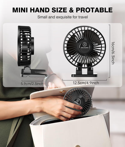 JZCreater USB Desk Fan, Mini Portable, 3 Speeds - Quiet Personal Cooling Fan for Home Desktop Office Travel Bedroom, Deep Black (2Pack)