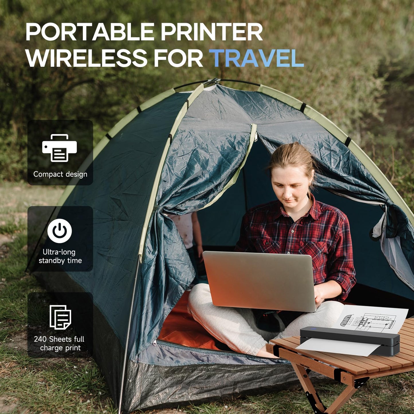 iDPRT Portable-Printer Wireless for Travel,300DPI Inkless Thermal Small Printers for Home Use,Office,Vehicles,Mobile Bluetooth Printer Supports 8.5" x 11" US Letter,for Smartphone & PC,Black
