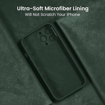 FireNova Designed for iPhone 14 Pro Case, Silicone Upgraded [Camera Protection] Phone Case with [2 Screen Protectors], Soft Anti-Scratch Microfiber Lining Inside, 6.1 inch, Alpine Green