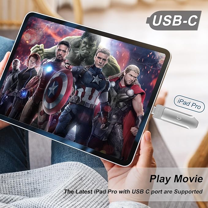 Photo-Stick-iPhone-16-Thumb-Drive 256GB Flash-Drive-iPhone-15-Photo-Storage iPhone Backup Stick For Photo Video Contact iPhone-Photo-Transfer-Stick iPad USB C Memory Photo-Stick-Android iPad-USB-Drive