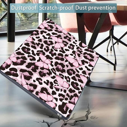 Mektron for 2025 M4 MacBook Air 13.6 Inch A3240 Case Fits 2023 A2681 M2 2024 A3113 M3 Chip with Liquid Retina Display Touch ID, Printed Plastic Hard Shell for MacBook Air 13.6", Leopard Pink Butterfly