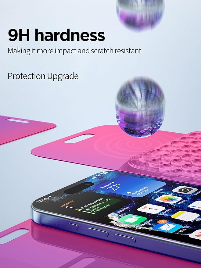 Compatible for iPhone 16 Pro Privacy Screen Protector Tempered Glass 6.3 Inch, Pink Gradient Anti Spy Anti Blue Light HD Easy Installation