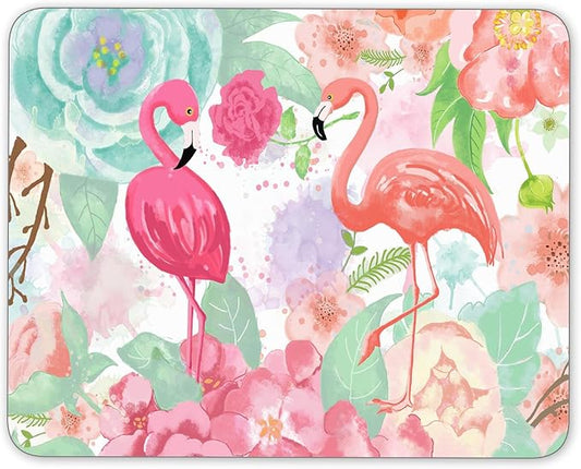 Non-Slip Rubber Mouse Pad， Bright Colors Watercolor Flamingo and Flowers Mouse pad (9.5 inch x 7.9 inch) …