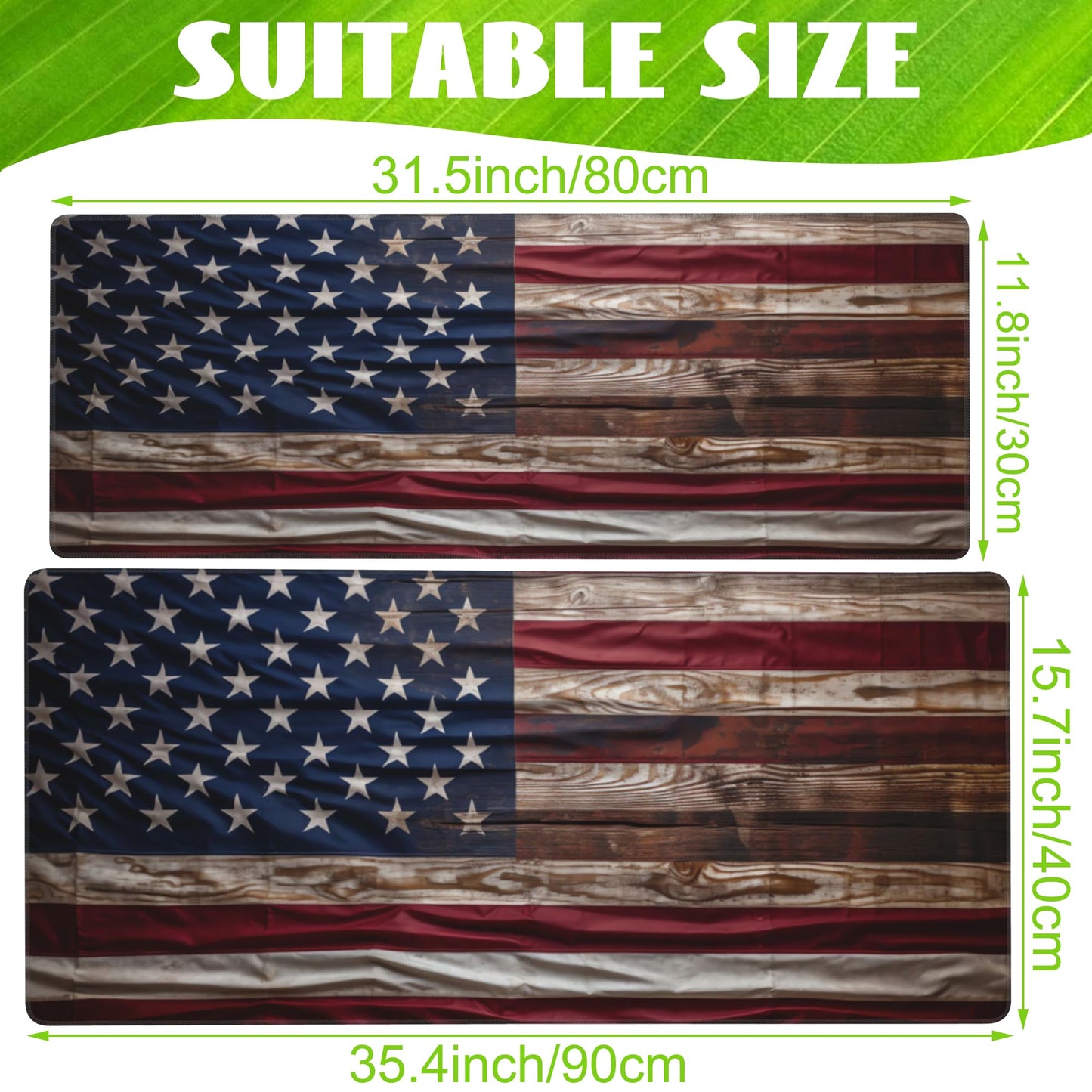 Eflxamz Large Gaming Mouse Pad for Desk,Wooden American Flag Desk Mat,Wooden USA Flag Desk Pad,Extended Big Computer Keyboard Mouse Pad with Non-Slip Base and Stitched Edge,31.5"x11.8"