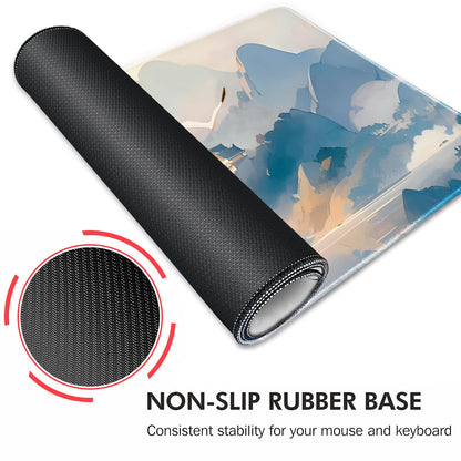 Galdas Gaming Mouse Pad XXL XL Large Long Extended Big Mousepad Non-Slip Rubber Keyboard Mouse Pad with Stitched Edges for Laptop Home Office (31.5x11.8x0.08 Inch) -Cloud Scenery