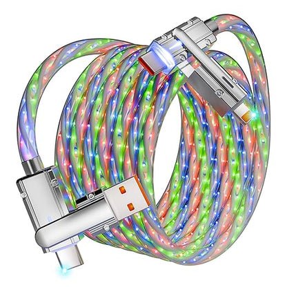 4 in 1 Charging Cable Fast Charging 66W, USB C Cable 3.3 FT Chubby USB A/C to C/L Multi Charging Cable with Light for iPhone 16/15/14/13 Series/MacBook/iPad Pro/Samsung