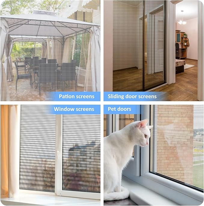 40"x118" Window Screen Mesh, Fiberglass Window Screen, Screen Door Mesh, Windows Screens and Screen Door Replacement, Patio Screen Mesh- White