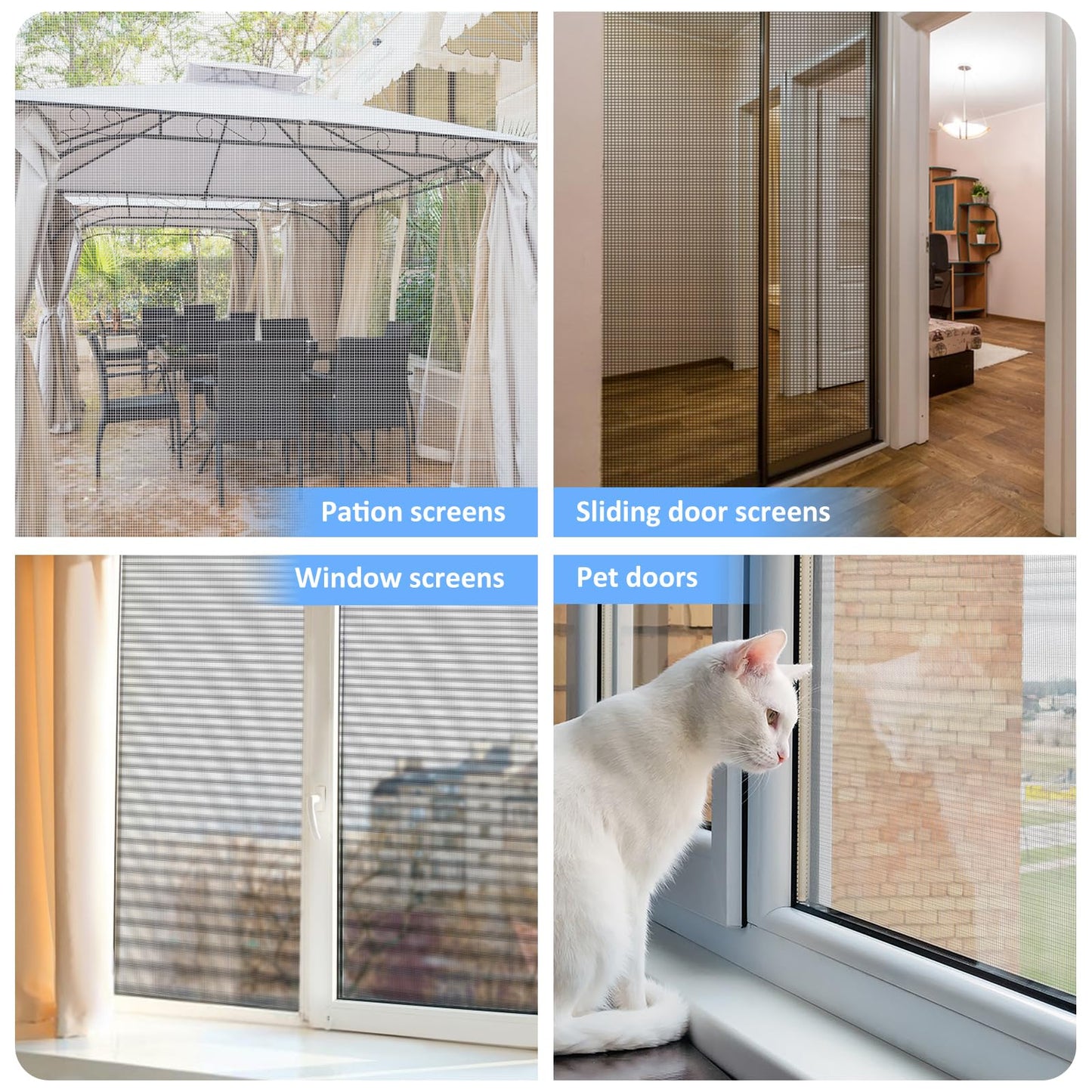 40"x118" Window Screen Mesh, Fiberglass Window Screen, Screen Door Mesh, Windows Screens and Screen Door Replacement, Patio Screen Mesh- White