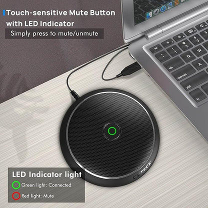 CMTECK Conference USB Microphone, Computer Desktop Mic with Mute Function, Omnidirectional Condenser PC Mic for Video,Streaming, Skype, Plug & Play Compatible with MacOS X Windows (No Speaker)