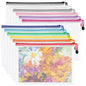 Aubeco 24Pcs A3 Mesh Zipper Pouch File Bags, 16.7x12.7 Inch, 8 Colors