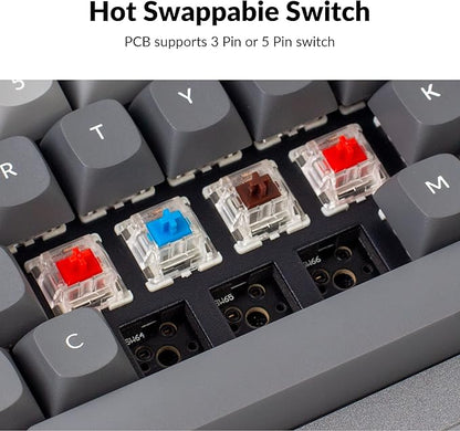 Keychron Q2 Wired Custom Mechanical Keyboard, QMK/VIA Programmable Macro, Full Aluminum, Hot-Swappable Gateron G Pro Red Switch, 65% Layout Double Gasket Compatible with Mac and Windows - Grey