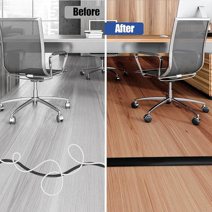 Floor Cord Cover Self Adhesive Cord Hider,3.3FT Cable Management, Extension Strip Protector for Wires, Prevent Cable Trips for Offices, Gyms, Exhibitions Cavity:0.3"(W) x 0.28"(H) Black