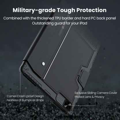 Nillkin Keyboard Case for iPad Air 13-inch (M4 2026/M3 2025/M2 2024), iPad Pro 12.9-inch (3rd-6th Gen) Rugged Case with Detachable Keyboard, Magic Trackpad, 7-Color Backlit, Portrait/Landscape, Black