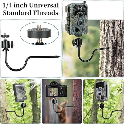 3 Pcs Trail Camera Tree Mount,1/4 in Screw,360° Adjustable Screw Security Cam Mount for Game Cameras, Solar Panels, etc, Easy to Install & Heavy Duty
