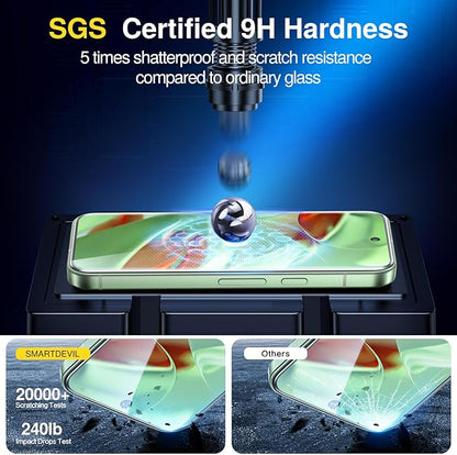 SMARTDEVIL [3+1 Pack Screen Protector For Google Pixel 9 With Camera Lens Protector, FingerPrint Reader Compatible, Clear 9H Tempered Glass Film, Fast & Easy Installation, Alignment Frame