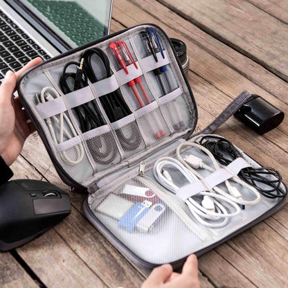 SELLYFELLY Travel Electronics Organizer Portable Cable Organizer Bag for Storage Electronic Accessories Case for Cord,Phone,Charger,Flash Drive (Gray)