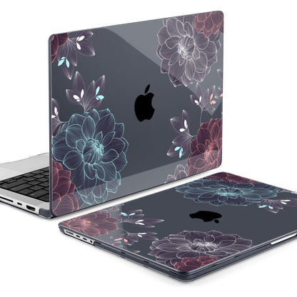 DONGKE Compatible with MacBook Pro 16 Inch Case (2026-2021 Release, M5 M4 M3 M2 M1 Pro/Max Chip), Plastic Hard Shell Cover with Keyboard Cover & Screen Protector for MacBook Pro 16", Dahlia Flowers