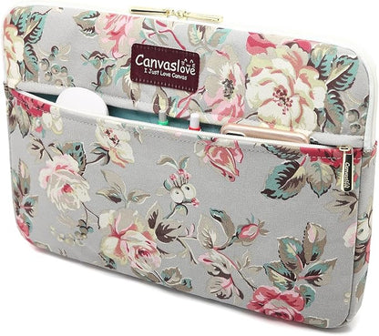 Canvaslove Grey Rose Laptop Sleeve Case Bag with Pocket for MacBook Air 13 inch,iPad Pro 13 inch and 13.3 inch-13.5 inch Laptops