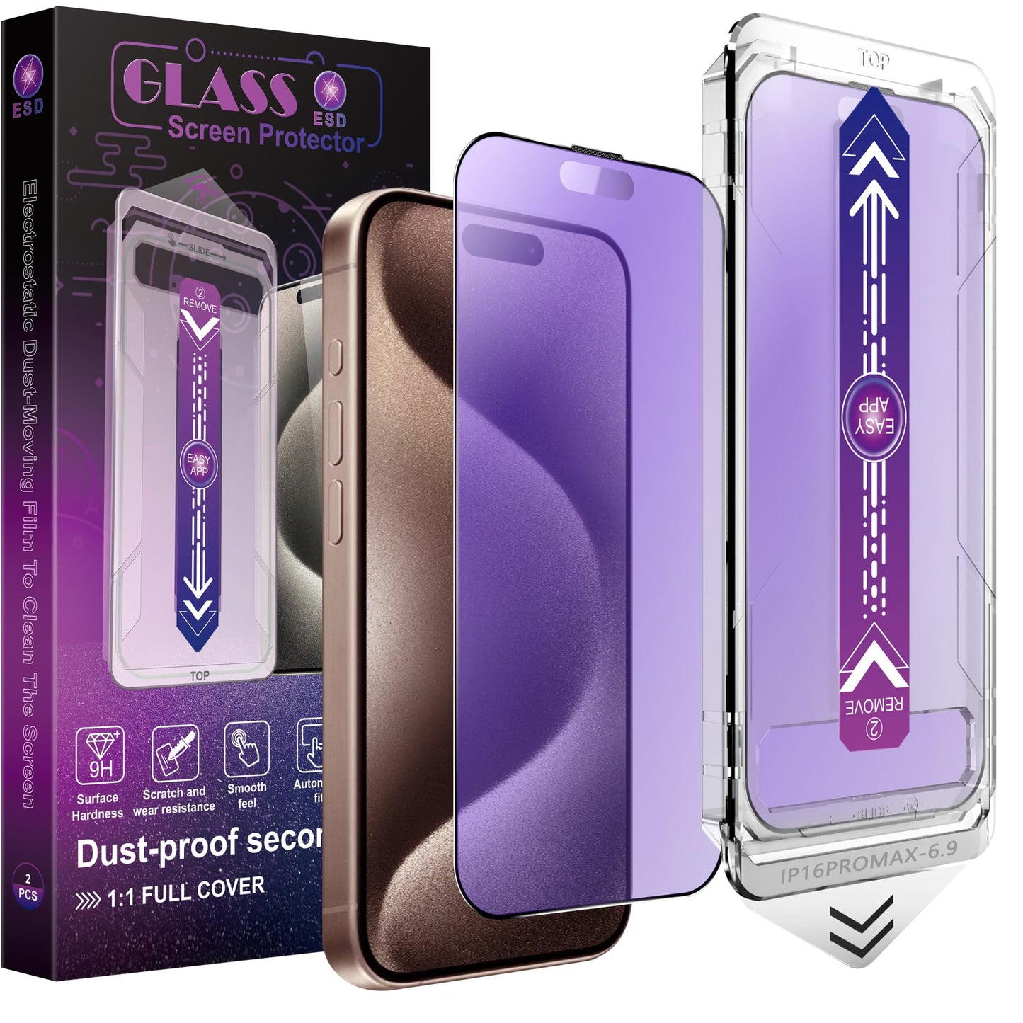 CHRYSHA 2-Pack Anti Blue Light Matte Screen Protector for iPhone 16 Pro Max 6.9-Inch, Auto Dust Removal, No Bubbles, High Definition Clear, Easy Installation