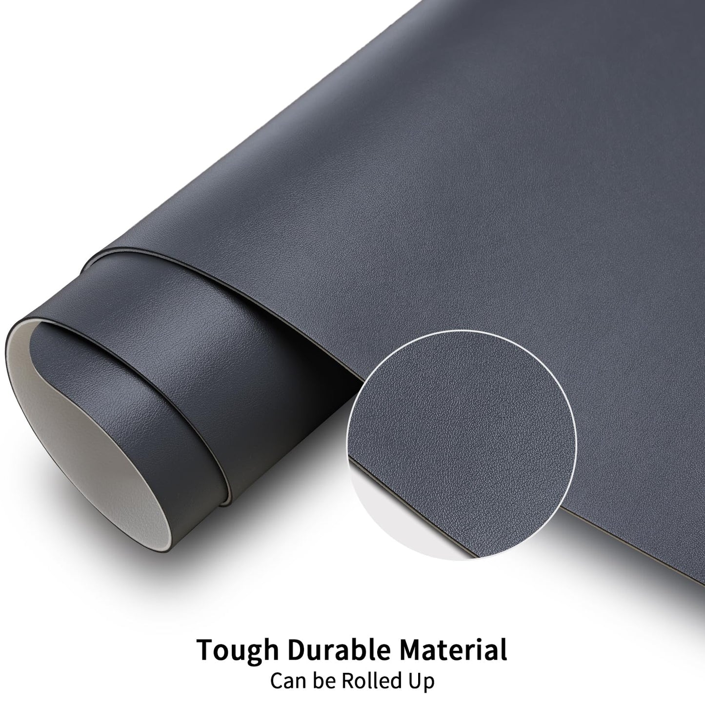 KINGFOM Desk Pad Office Desktop Protecter, PU Leather Desk Mat Blotters Organizer with Comfortable Writing Surface (47.2" x 23.6", White+Gray)