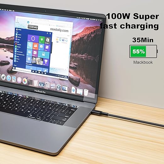 10FT USB-C 3.1 Gen 2 Cable 10Gbps Data Transfer, 60Hz Video Output, 4K Display,100W(5A),USB C Video Monitor Cable 100W PD Fast Charging Compatible with Thunderbolt3 MacBook iPhone 15 iPad