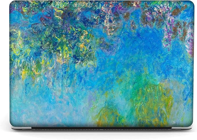 Compatible with MacBook Pro 13 inch Art Case Skin, 2022, 2021, 2020-2016 Release A1706/A1989/A2159 Plastic Watercolor Hard Shell with Keyboard Cover & Screen Protector (Wisteria by Claude Monet)