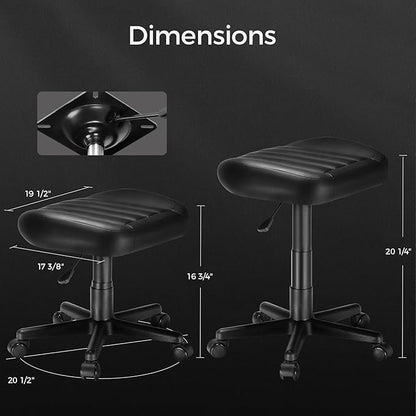 EUREKA ERGONOMIC Multi-Use Stool, Height Adjustable Swivel Rolling Stool Chair W Wheels, Ottoman Footrest for Gaming, Home Office, Black