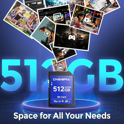 512GB LSU100 SDXC UHS-II Memory Card - up to 280MB/s, C10, U3, V60, 6K, SD Card for Computers, Digital Cameras, Home Theatre Devices, Car Navigation Systems (1 Pack)