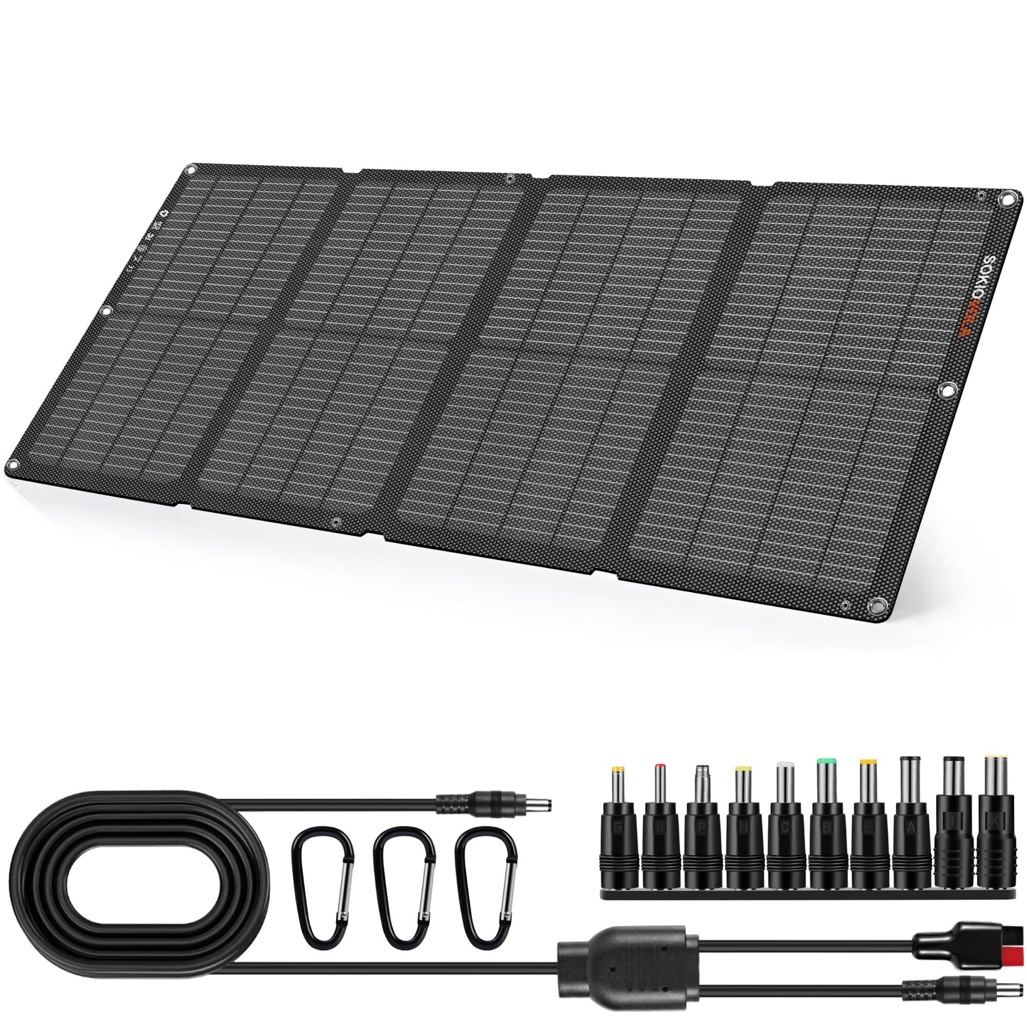 SOKIOVOLA 60W Portable Solar Panels NextGen Foldable Solar Panel Charger Kit 25% Efficiency with DC USB-C USB-A Output ETFE IP68 Waterproof Solar Panel for Travel Outdoor Camping RV Trip