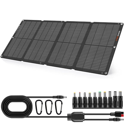 SOKIOVOLA 60W Portable Solar Panels NextGen Foldable Solar Panel Charger Kit 25% Efficiency with DC USB-C USB-A Output ETFE IP68 Waterproof Solar Panel for Travel Outdoor Camping RV Trip
