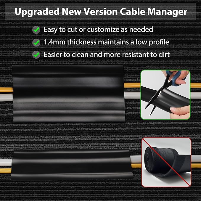 16.4ft Cord Cover Floor, Soft PVC Cord Covers for Wires on Floor, Self-Adhesive Floor Cable Cover Cord Hider, Floor Cable Management Cable Protector for Commercial Office Carpet/Floors/Wall White