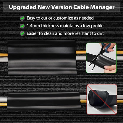 16.4ft Cord Cover Floor, Soft PVC Cord Covers for Wires on Floor, Self-Adhesive Floor Cable Cover Cord Hider, Floor Cable Management Cable Protector for Commercial Office Carpet/Floors/Wall Black
