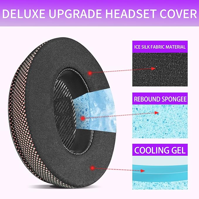 Ice Gel Headphones Replacement Ear Pads for Bose qc45 Replacement Ear Pads - qc35&qc35 ii Replacement Ear pads/qc25 Replacement Ear Pads - Black/Orange
