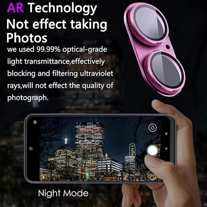 2 Pack Camera Lens Protector for iPhone 16 / iPhone 16 Plus,[Not Easy to Breakn ] AR Tempered Glass Strong Adsorption Metal Camera Cover Screen-Rose red