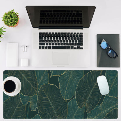 NIYLYNSYN Mouse Pad Large Monstera Line Art Non-Slip Gaming Desk Mat with Stitched Edge Laptop Keyboard Desk Pad for Work Home Gaming (35.4 x 15.7 Inches)