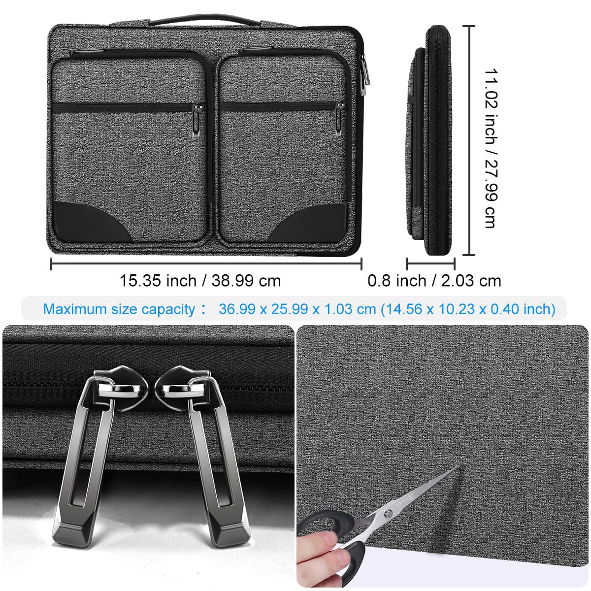 ZINZ 360 Protective Laptop Case 15" 15.6" 16" Sleeve, Water-Resistant Handbag with Straps Compatible with 16" MacBook Neo, MacBook Pro Air 16"/15", XPS 16" and Most 15" 15.6" 16" Notebooks,G01BK02