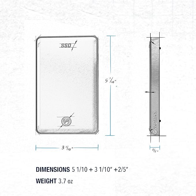 2TB External SSD USB-C Portable Solid State Drive (USB 3.1 Gen 2) | 3D NAND Flash | Rapid by VectoTech